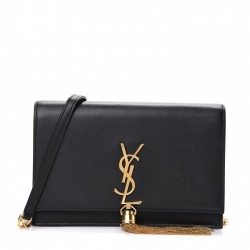 Ysl Smooth Calfskin Classic Monogram Kate Tassel Chain Wallet Black