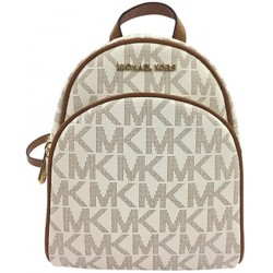 Michael Kors Xs Abbey Monogram Vanilla White Coated Canvas Backpack