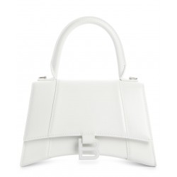 Balenciaga Hourglass Leather Top Handle Bag - White