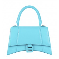 Hourglass XS/S Top Handle Bag in blue shiny box calfskin