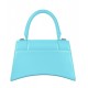 Hourglass XS/S Top Handle Bag in blue shiny box calfskin
