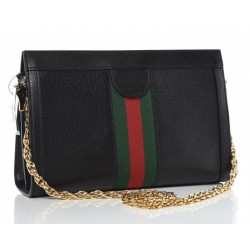 Gucci Calfskin Web Small Ophidia Shoulder Bag Black