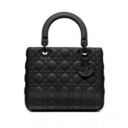 Medium Lady Dior Bag  Black Ultramatte Cannage Calfskinlady Dior Flap Bag 