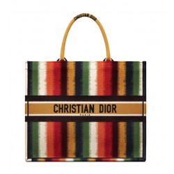 Dior Book Tote Multicolor D-Stripes Embroidery