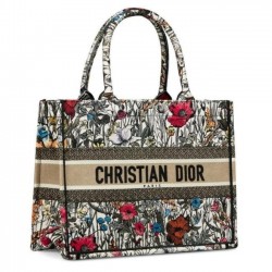 Dior Book Tote Flowers Limited Edition Canvas Embroidered Satchel