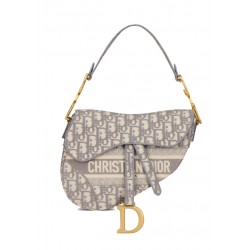 Saddle bag Gray Dior Oblique Embroidery