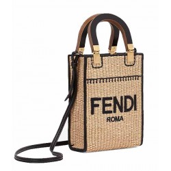 Fendi MINI SUNSHINE SHOPPER Braided straw mini-bag