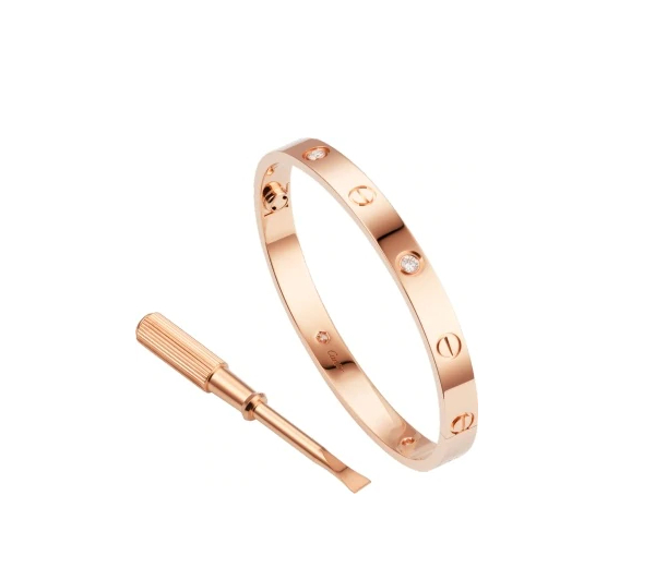 Cartier Love bracelet, set with diamonds , Sold with a screwdriver. Width: 6.1mm.