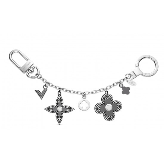 LV Blooming Flower Strass Chain Bag Charm And Key Holder