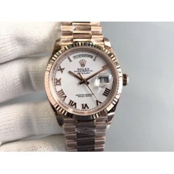 Rolex Day-Date 36 Rose Gold White Roman Dial 128238