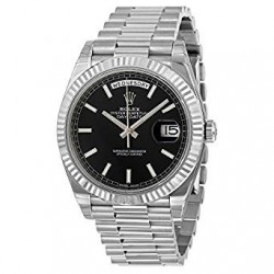 Rolex Oyster Perpetual Day-Date Black Dial Fluted Bezel