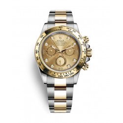 Rolex Cosmograph Daytona Golden Face Two-Tone Bracelet Watch Diamond Set Numeral 40Mm 