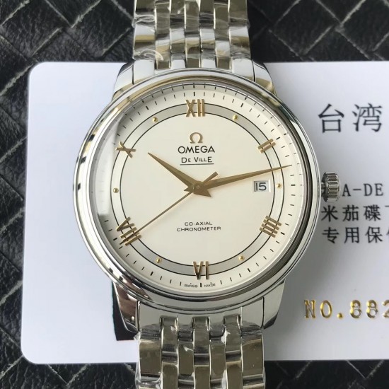 Omega De Ville Prestige Co-Axial 39.5Mm Chronometer Silver Dial Steel Men'S Watch 424.10.40.20.02.002